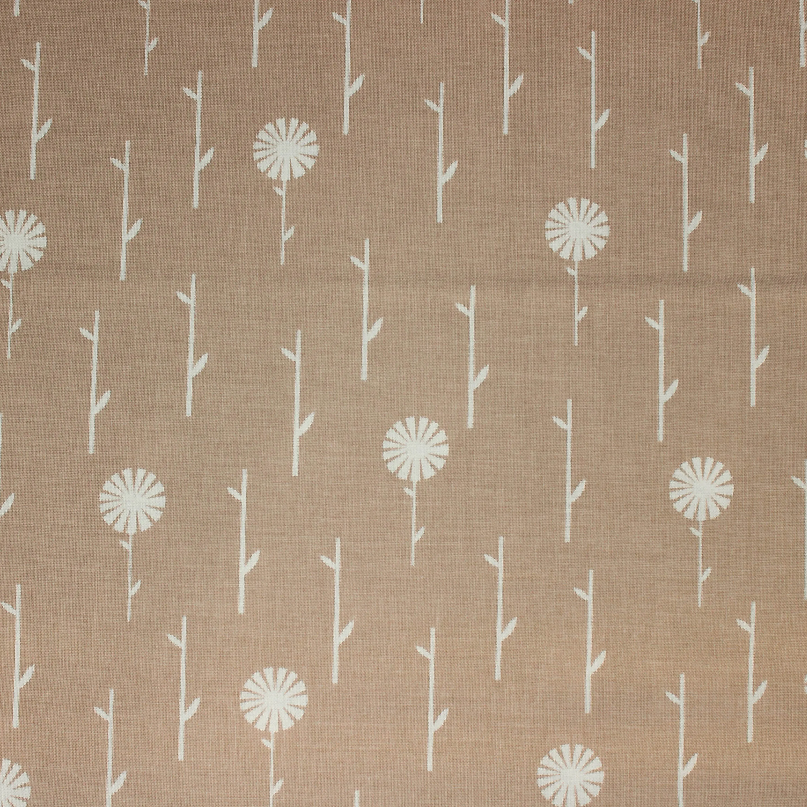 Katoen beige met bloemen